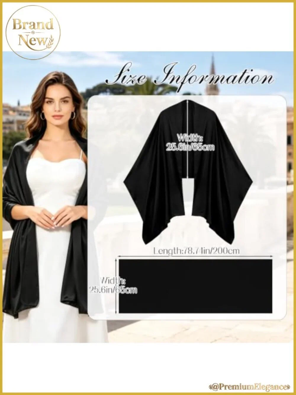 Satin Shawl Wrap Long Silky Formal Scarf for Women